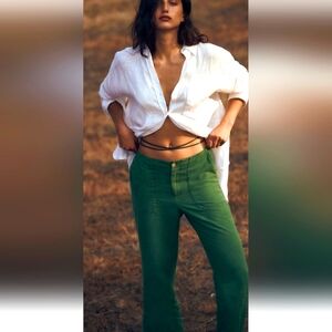 Zara Linen Blend Straight Pants